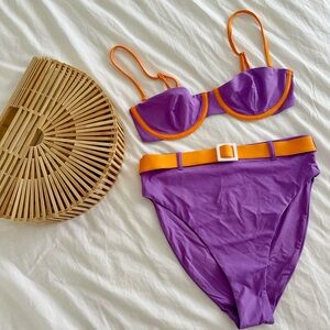 WeWoreWhat Purple and Orange Balconette Top Emily Bottom Bikini set